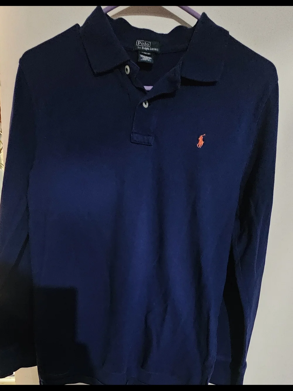 Ralph Lauren Men’s Long-Sleeve Polo - Deep Blue with Orange Logo